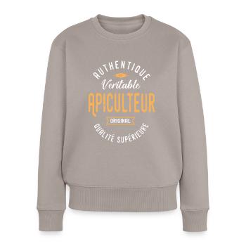 Professionelle Imker-authentische Geschenkzitate - Frauen Premium Bio Pullover - Taupe - Vorne - Julia (174cm)