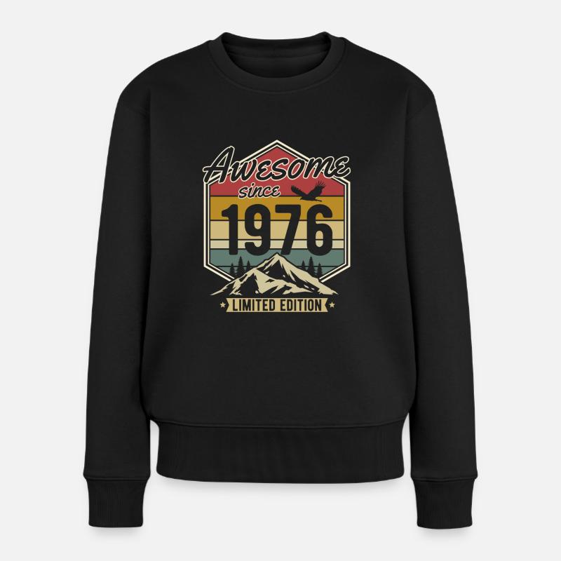 Jahrgang 1976 Retro Geburtstag Geschenk - Frauen Premium Bio Pullover - Schwarz