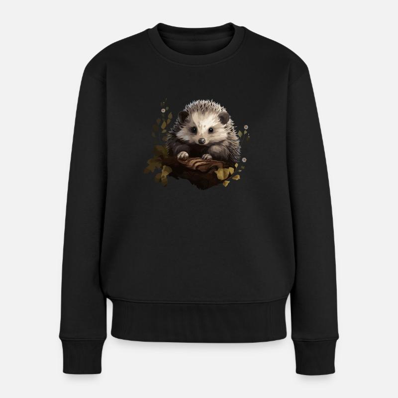 Hérisson Hérisson Bébé Animal Forêt Nature - Pull Premium bio Femme - noir