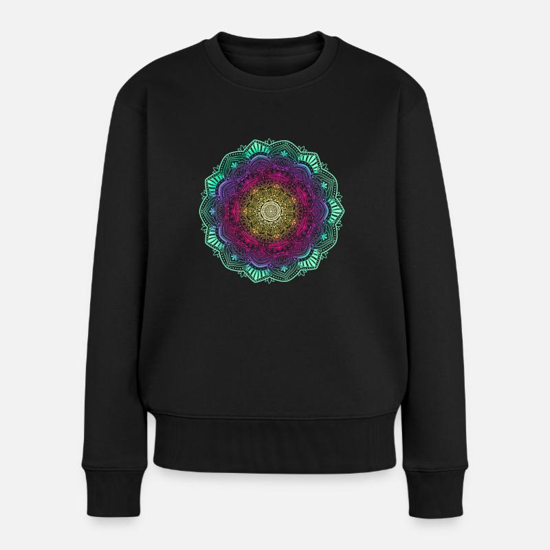 Mandala - Frauen Premium Bio Pullover - Schwarz