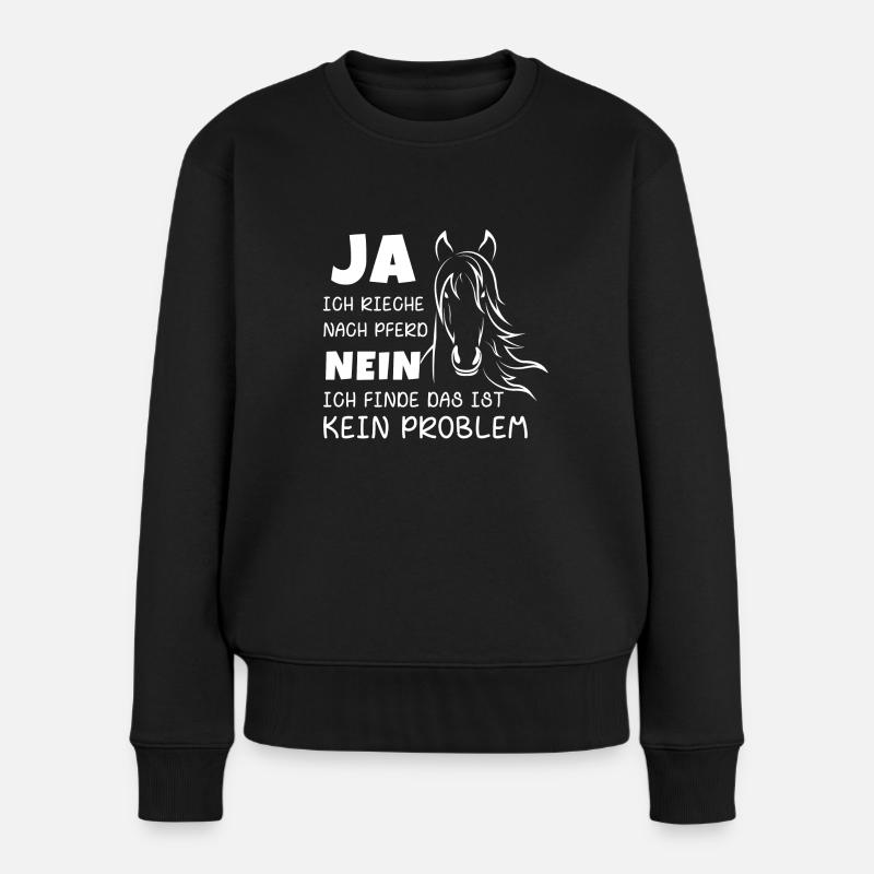 Rieche nach Pferd - Frauen Premium Bio Pullover - Schwarz