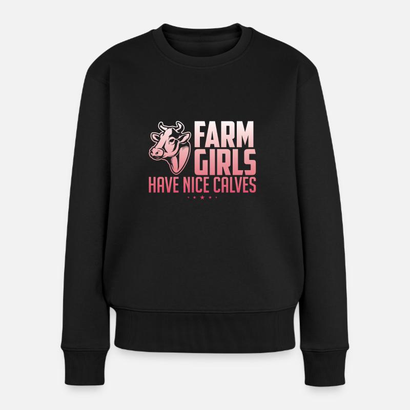 FARM GIRLS - Frauen Premium Bio Pullover - Schwarz