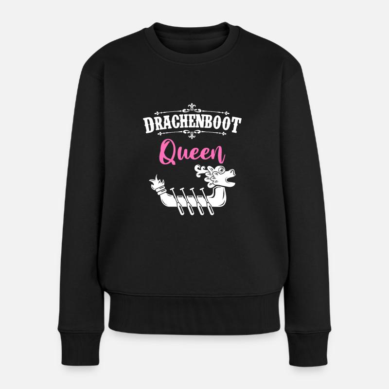 Drachenboot, Queen, Paddeln, Fun, Geschenk, Kanu - Frauen Premium Bio Pullover - Schwarz