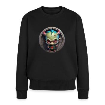 Rôti du diable - Pull Premium bio Femme - noir - Devant - Julia (174cm)