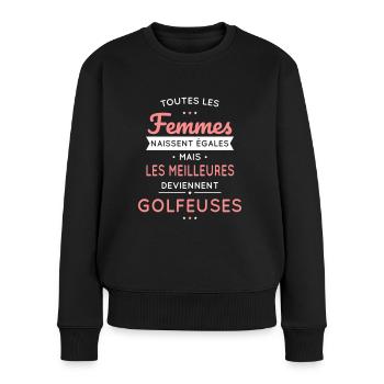 Golf - Femmes égales meilleures golfeuses - Pull Premium bio Femme - noir - Devant - Julia (174cm)