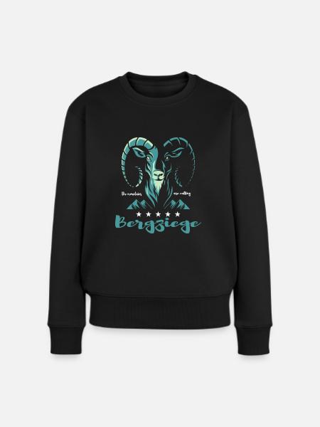 bergziege bergwandern bergziel via ferrata alpin - Frauen Premium Bio Pullover - Schwarz
