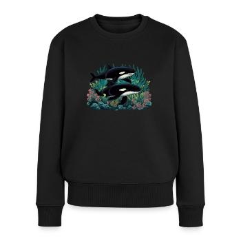 Orka Wal Killerwal Schwertwal - Frauen Premium Bio Pullover - Schwarz - Vorne - Julia (174cm)