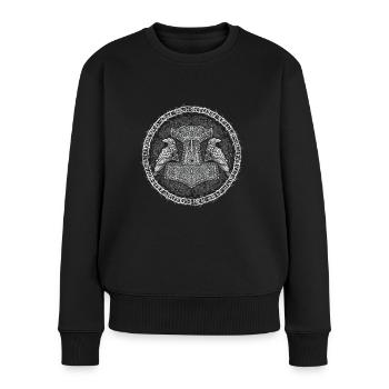 Mjölnir & Raben – Nordische Macht - Frauen Premium Bio Pullover - Schwarz - Vorne - Julia (174cm)