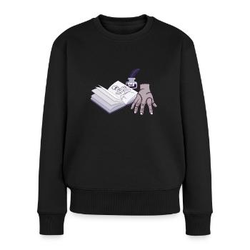 Main de zombie avec livre ouvert - Pull Premium bio Femme - noir - Devant - Julia (174cm)