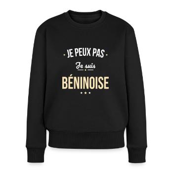 Je peux pas je suis Béninoise - Pull Premium bio Femme - noir - Devant - Julia (174cm)