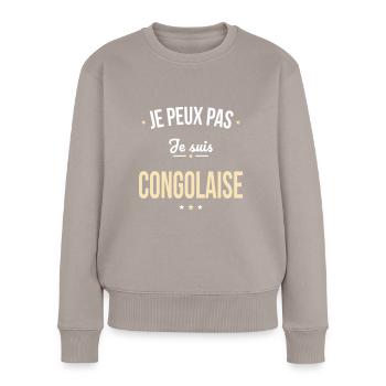 Je peux pas je suis Congolaise - Pull Premium bio Femme - taupe - Devant - Julia (174cm)