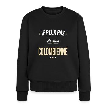Je peux pas je suis Colombienne - Pull Premium bio Femme - noir - Devant - Julia (174cm)