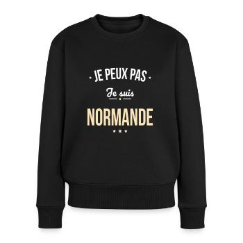Je peux pas je suis Normande - Pull Premium bio Femme - noir - Devant - Julia (174cm)
