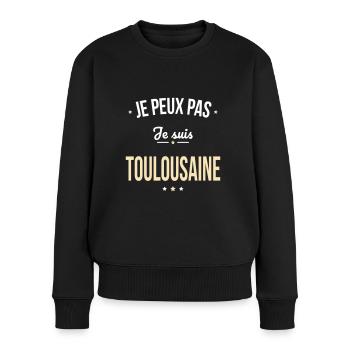 Je peux pas je suis Toulousaine - Pull Premium bio Femme - noir - Devant - Julia (174cm)