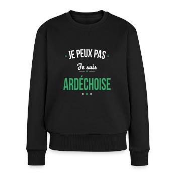 Je peux pas je suis Ardéchoise - Pull Premium bio Femme - noir - Devant - Julia (174cm)
