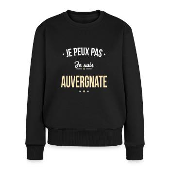 Je peux pas je suis Auvergnate - Pull Premium bio Femme - noir - Devant - Julia (174cm)