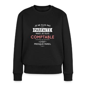 Je ne suis pas parfaite mais je suis comptable - Pull Premium bio Femme - noir - Devant - Julia (174cm)