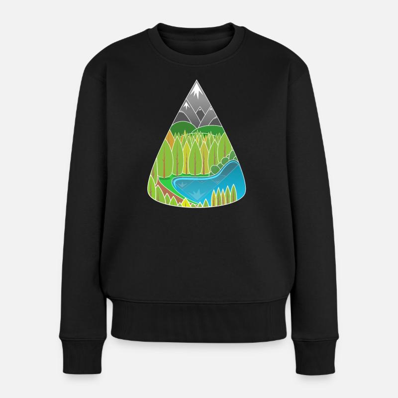 Magie de la forêt du lac des Alpes - Pull Premium bio Femme - noir