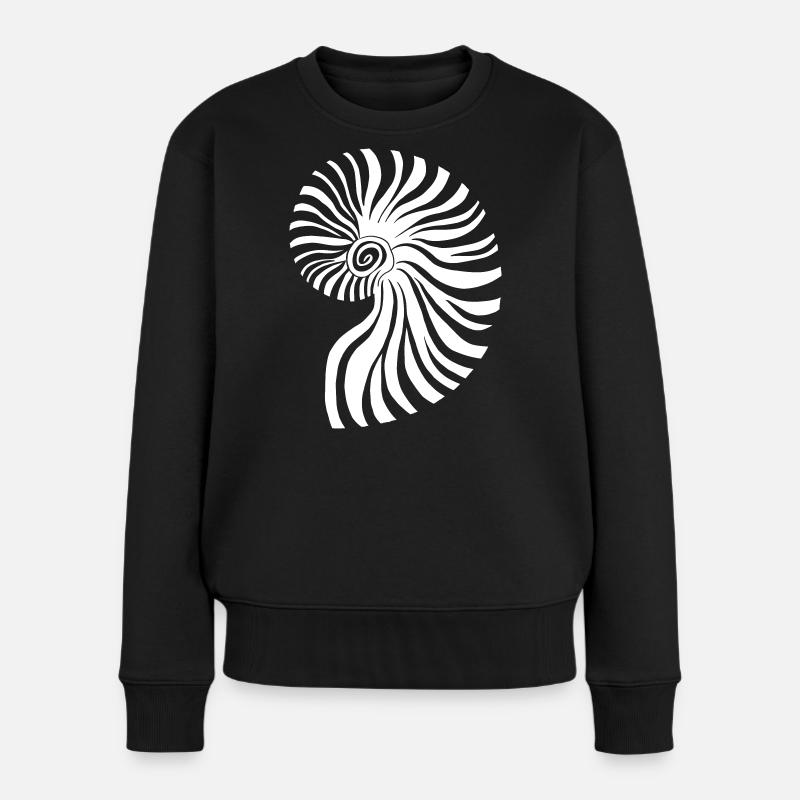Kontrastierendes spiralförmiges nautisches Muster - Frauen Premium Bio Pullover - Schwarz