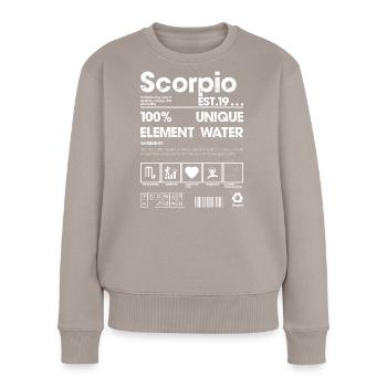 Scorpio Element Water Logo Tee - Women's Premium Organic Jumper - taupe - Front - Julia (174cm)