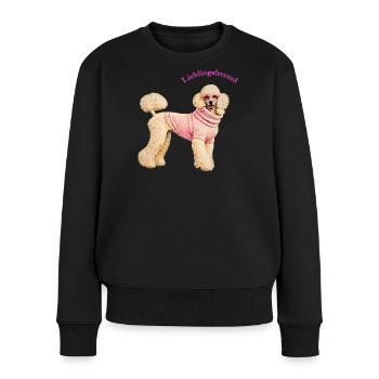 Lieblingsfreund Königspudel im rosa Pullover - Frauen Premium Bio Pullover - Schwarz - Vorne - Julia (174cm)