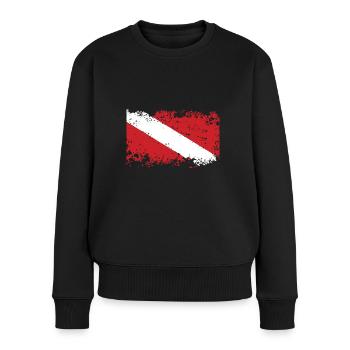DIVE FLAG WORN Plongée/Tauchen/busseig/Mergulho/ - Pull Premium bio Femme - noir - Devant - Julia (174cm)