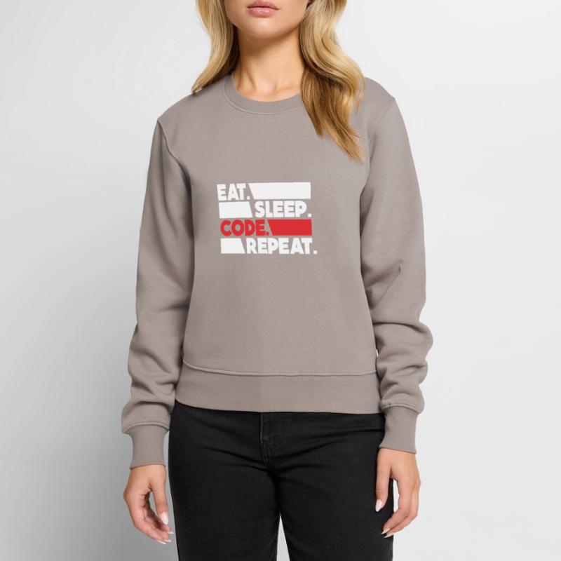 Eat Sleep Code Repeat Programmeur Devloper Pull Premium bio Femme