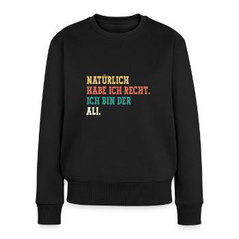 Ali Lustiger Spruch Vorname Name Ali - Frauen Premium Bio Pullover - Schwarz - Vorne - Julia (174cm)
