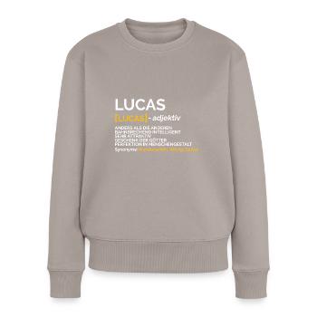Lucas - Frauen Premium Bio Pullover - Taupe - Vorne - Julia (174cm)