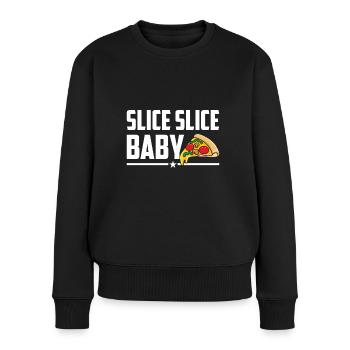 Pizza Pizzastück Käsepizza Pizzaliebhaber - Frauen Premium Bio Pullover - Schwarz - Vorne - Julia (174cm)