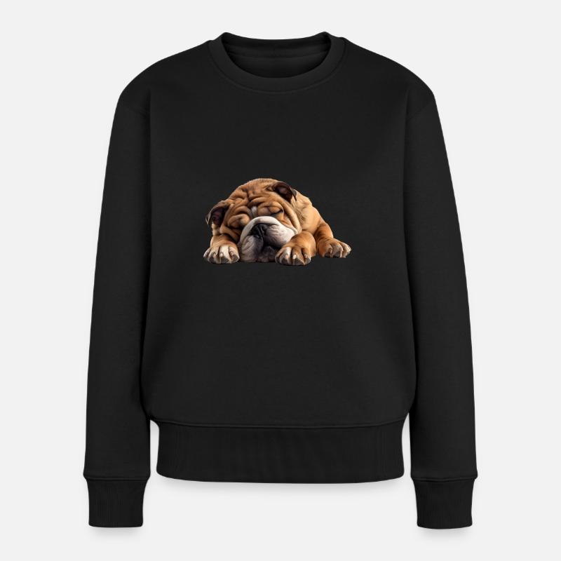 Bulldog - Frauen Premium Bio Pullover - Schwarz