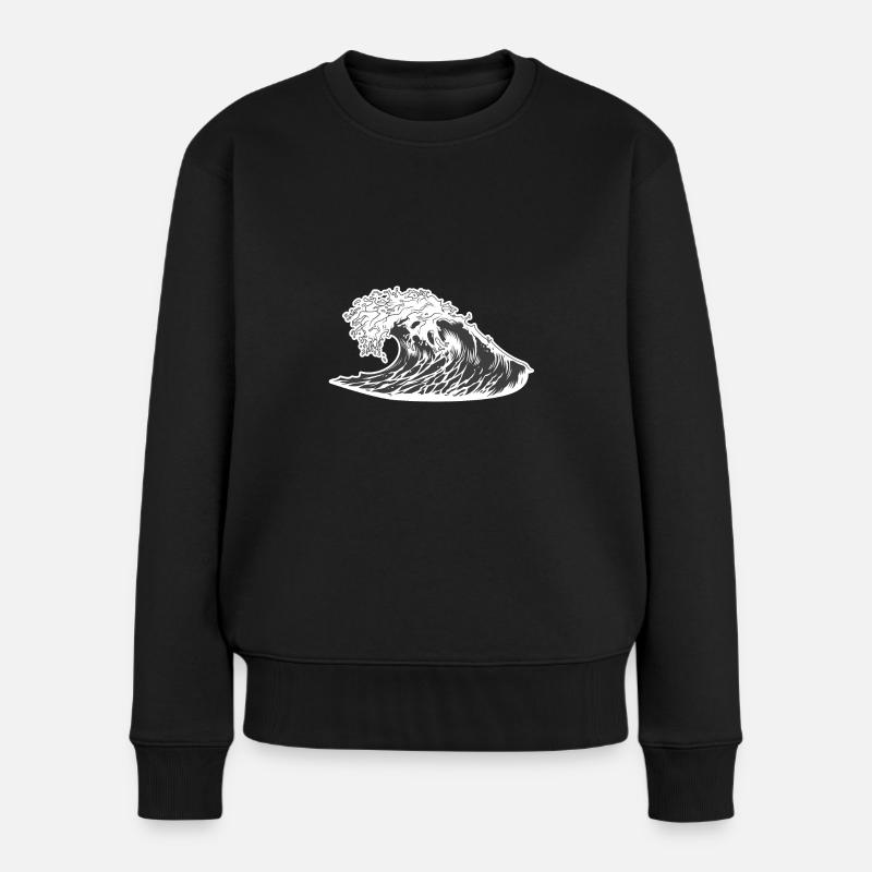 Welle Wave - Frauen Premium Bio Pullover - Schwarz