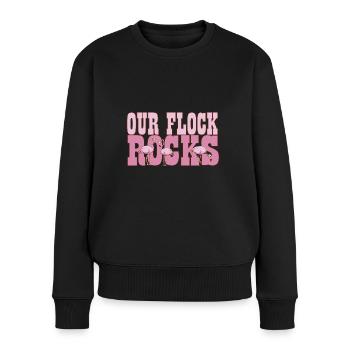 Flamingo Our Flock Rocks Family Summer Vacation - Frauen Premium Bio Pullover - Schwarz - Vorne - Julia (174cm)