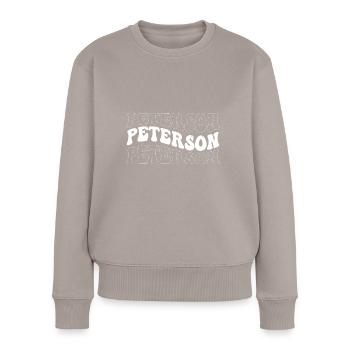 Drôle Peterson Groovy 4 Hommes Femmes Cool Peterson - Pull Premium bio Femme - taupe - Devant - Julia (174cm)