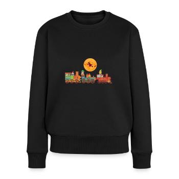 Spooky Halloween Ghost Train Gnomes Boo Trick Or - Women's Premium Organic Jumper - black - Front - Julia (174cm)