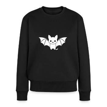 Fledermaus - Frauen Premium Bio Pullover - Schwarz - Vorne - Julia (174cm)