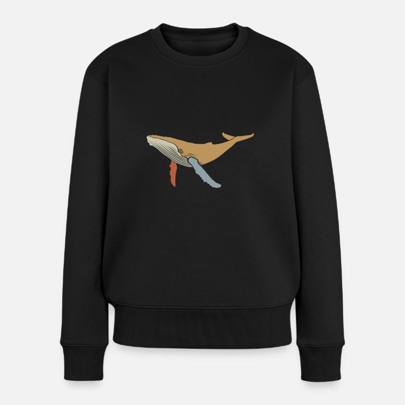 Wal - Buckelwal - Retro - Geschenk - Frauen Premium Bio Pullover - Schwarz