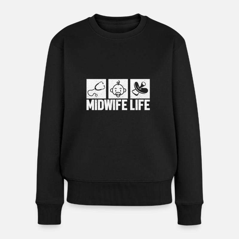 Midwife ObstetricIan - Women's Premium Organic Jumper - black