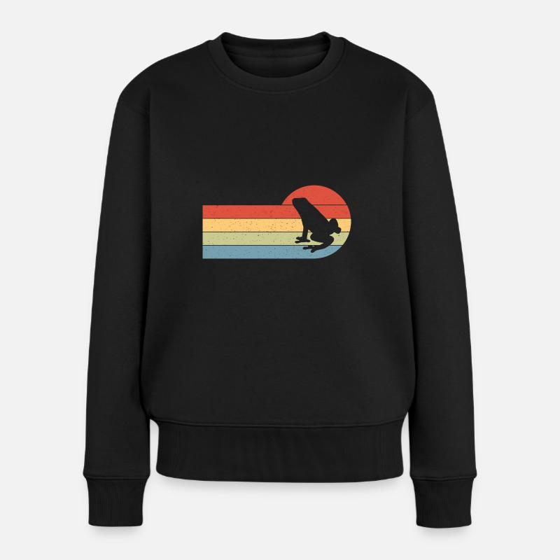 Frog Herpetologist Retro Toad Lover Vintage - Frauen Premium Bio Pullover - Schwarz