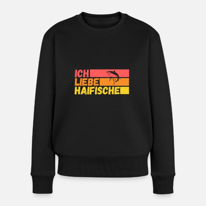 Fische Haifisch - Frauen Premium Bio Pullover - Schwarz