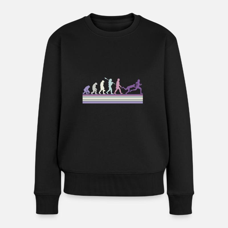 Rugby Ball Sport Player Retro Evolution Rugby Team - Frauen Premium Bio Pullover - Schwarz