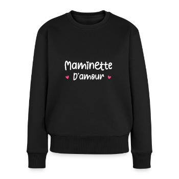 Maminette d'amour - Pull Premium bio Femme - noir - Devant - Julia (174cm)