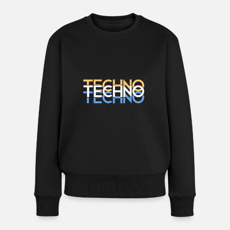 Techno - Frauen Premium Bio Pullover - Schwarz