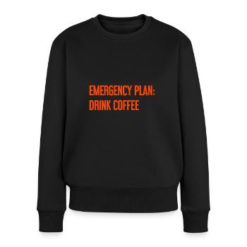 Kaffee-Notfallplan - Frauen Premium Bio Pullover - Schwarz - Vorne - Julia (174cm)