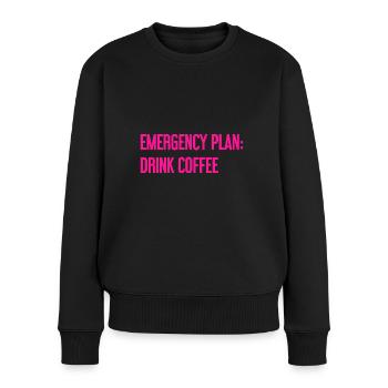 Kaffee-Notfallplan - Frauen Premium Bio Pullover - Schwarz - Vorne - Julia (174cm)