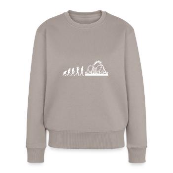 Montagnes russes - Pull Premium bio Femme - taupe - Devant - Julia (174cm)