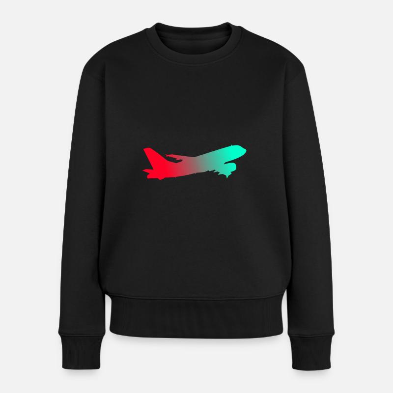 Flugzeug - Frauen Premium Bio Pullover - Schwarz