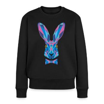 Hase Fliege Feldhase Langohr bunt Kaninchen Löffel - Frauen Premium Bio Pullover - Schwarz - Vorne - Julia (174cm)
