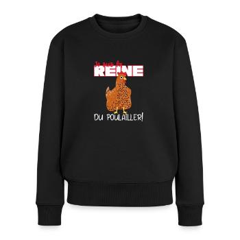 Je suis la reine du poulailler - Pull Premium bio Femme - noir - Devant - Julia (174cm)