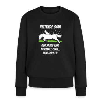 Reitende Oma Geschenk Reiterin Reiten Pferde - Frauen Premium Bio Pullover - Schwarz - Vorne - Julia (174cm)